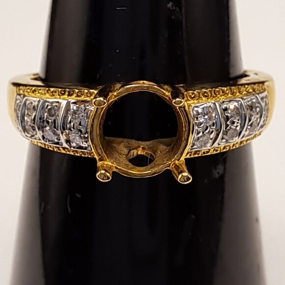 14KT Yellow Gold Semi-Mount 6MM Ring w Diamond Surround...